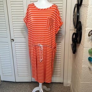 TERRA & SKY 2X short sleeve, cinched waist dress w pockets